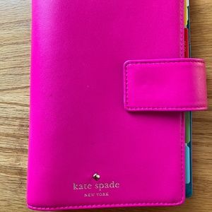 Kate Spade Fuchsia Pink and Turquoise 6-ring Leather Planner